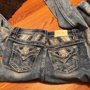 Miss Me Blue Skinny Jeans with Silver Details